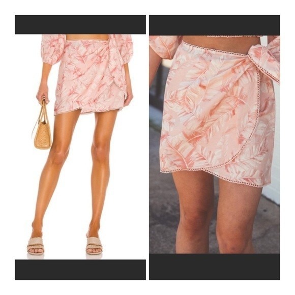 Show Me Your Mumu Iva Wrap Skirt Linen Blend Leaf Print Tie Waist - Picture 2 of 12